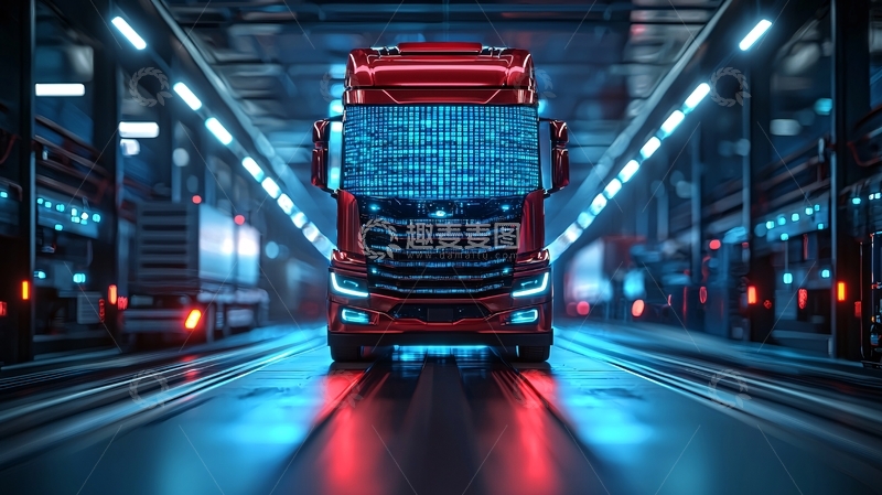 高清大图下载【趣麦麦图】红色卡车科技感内饰