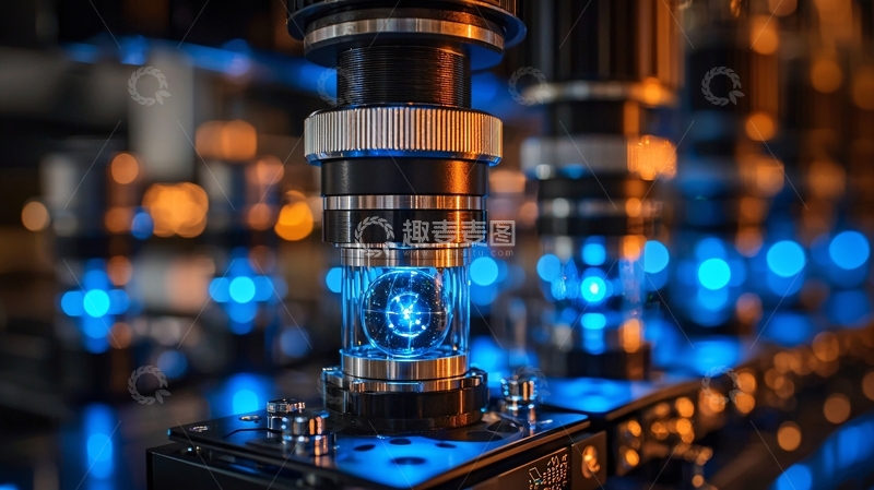 高清大图下载【趣麦麦图】高科技仪器中的蓝色光点
