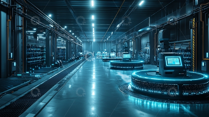 高清大图下载【趣麦麦图】未来工厂的蓝色走廊