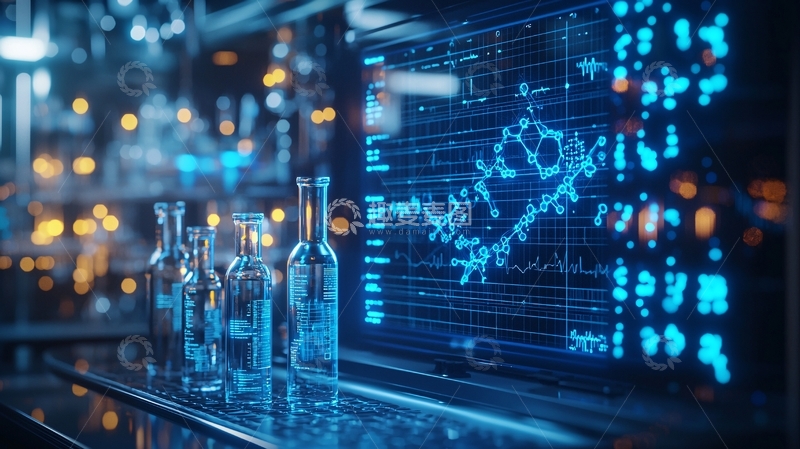 高清大图下载【趣麦麦图】科技感酒瓶数据分析