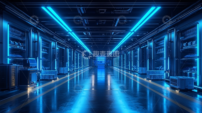 高清大图下载【趣麦麦图】未来感蓝色科技仓库