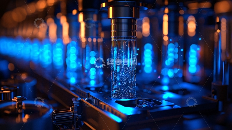 高清大图下载【趣麦麦图】工业生产线上发光的瓶子