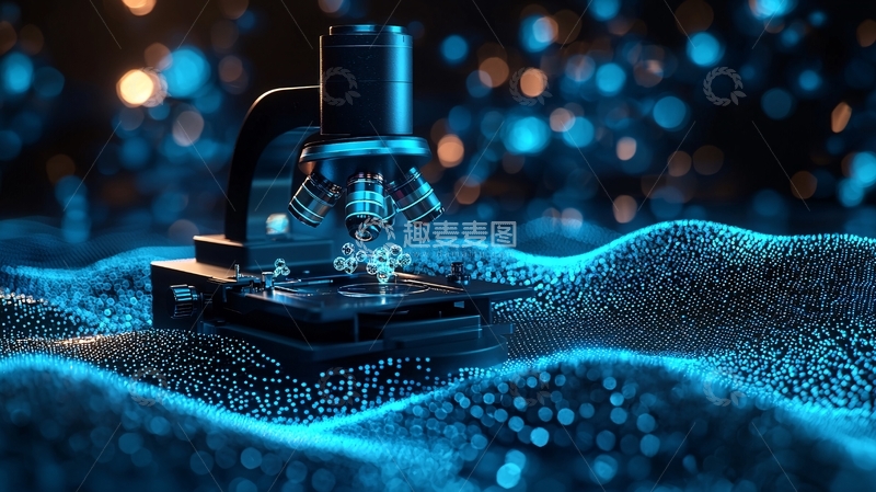 高清大图下载【趣麦麦图】显微镜在蓝色颗粒上