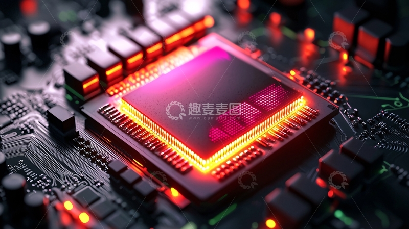 高清大图下载【趣麦麦图】科技感芯片发光特写