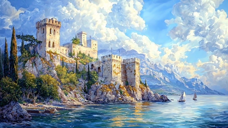 高清大图下载【趣麦麦图】山崖上的城堡