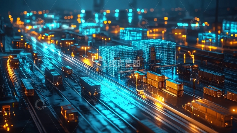 高清大图下载【趣麦麦图】未来感十足的港口夜景