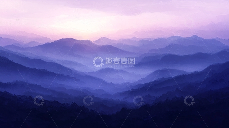 高清大图下载【趣麦麦图】紫雾缭绕的群山