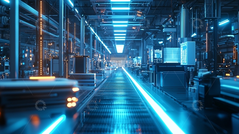 高清大图下载【趣麦麦图】工业风格的蓝色生产线