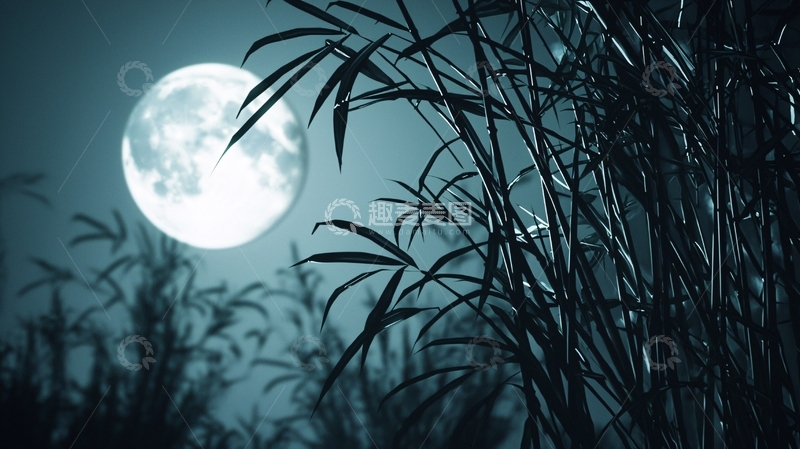 高清大图下载【趣麦麦图】月光下的芦苇
