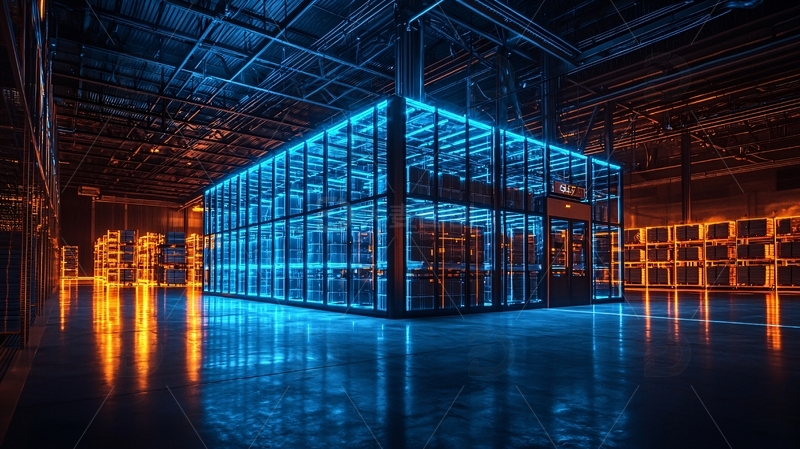 高清大图下载【趣麦麦图】科技感蓝色发光服务器