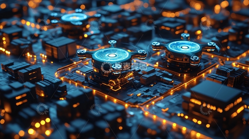 高清大图下载【趣麦麦图】未来城市科技感蓝光