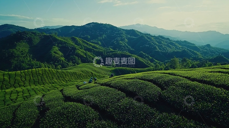 高清大图下载【趣麦麦图】绿色山峦梯田景色