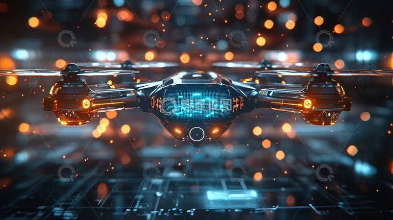 高清大图下载【趣麦麦图】科技感无人机飞行图像