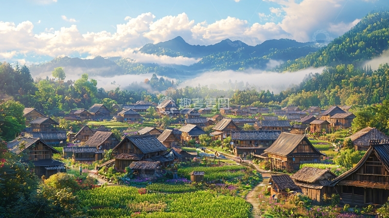 高清大图下载【趣麦麦图】山村景色