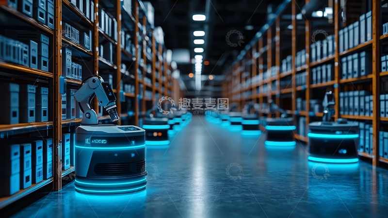 高清大图下载【趣麦麦图】仓库自动化机器人