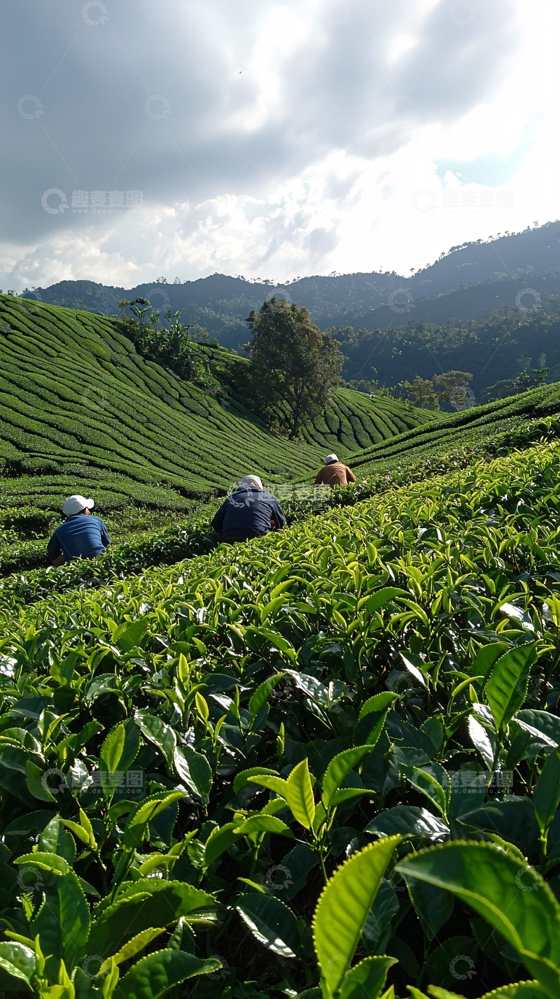 高清大图下载【趣麦麦图】茶园采茶
