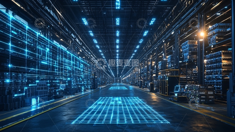 高清大图下载【趣麦麦图】科技感仓库夜景