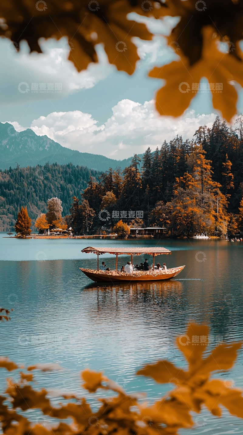 高清大图下载【趣麦麦图】秋叶湖泊风景