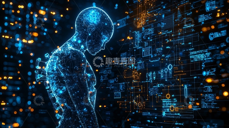 高清大图下载【趣麦麦图】数据人与数字代码世界