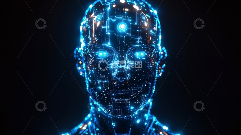 高清大图下载【趣麦麦图】蓝色发光人脸科技感