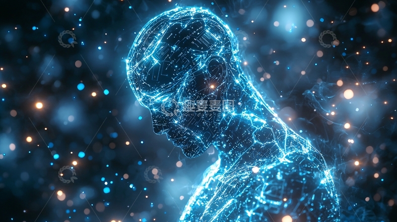 高清大图下载【趣麦麦图】蓝色线条人像