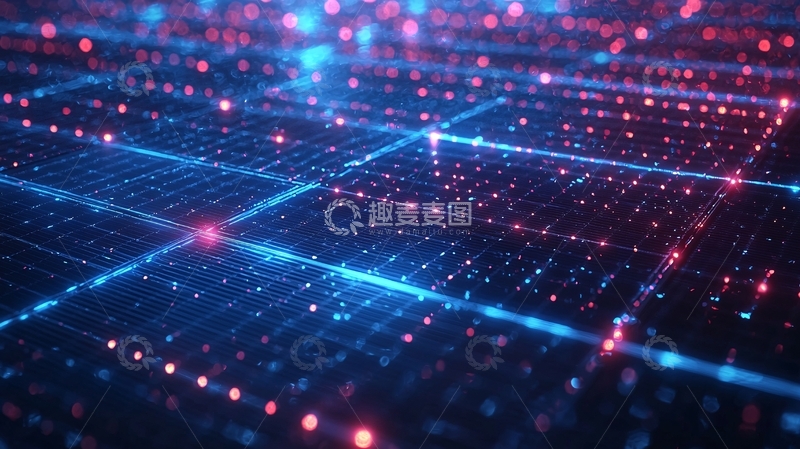 高清大图下载【趣麦麦图】蓝色数字矩阵网络背景