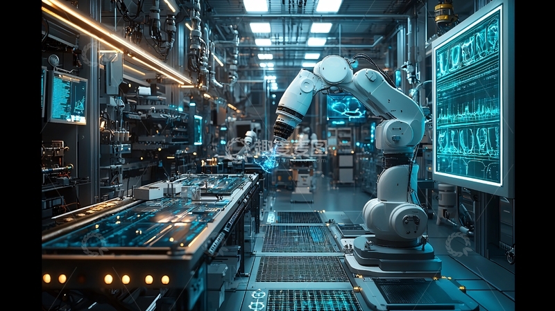 高清大图下载【趣麦麦图】未来工厂的机械臂