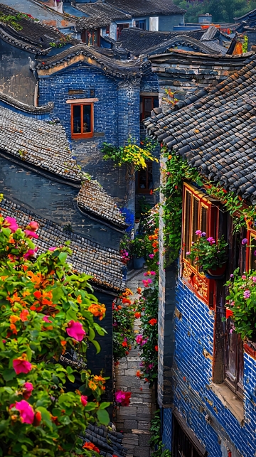 古色古香的蓝房子