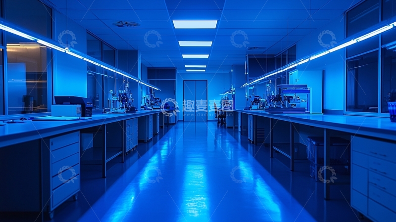 高清大图下载【趣麦麦图】蓝色灯光下的实验室
