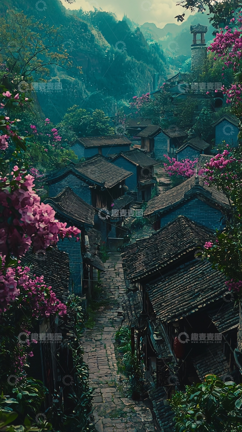 高清大图下载【趣麦麦图】山间古村落