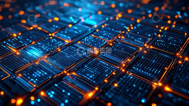 高清大图下载【趣麦麦图】蓝色科技电路板光线连接