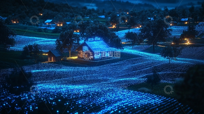 高清大图下载【趣麦麦图】夜色下的乡村
