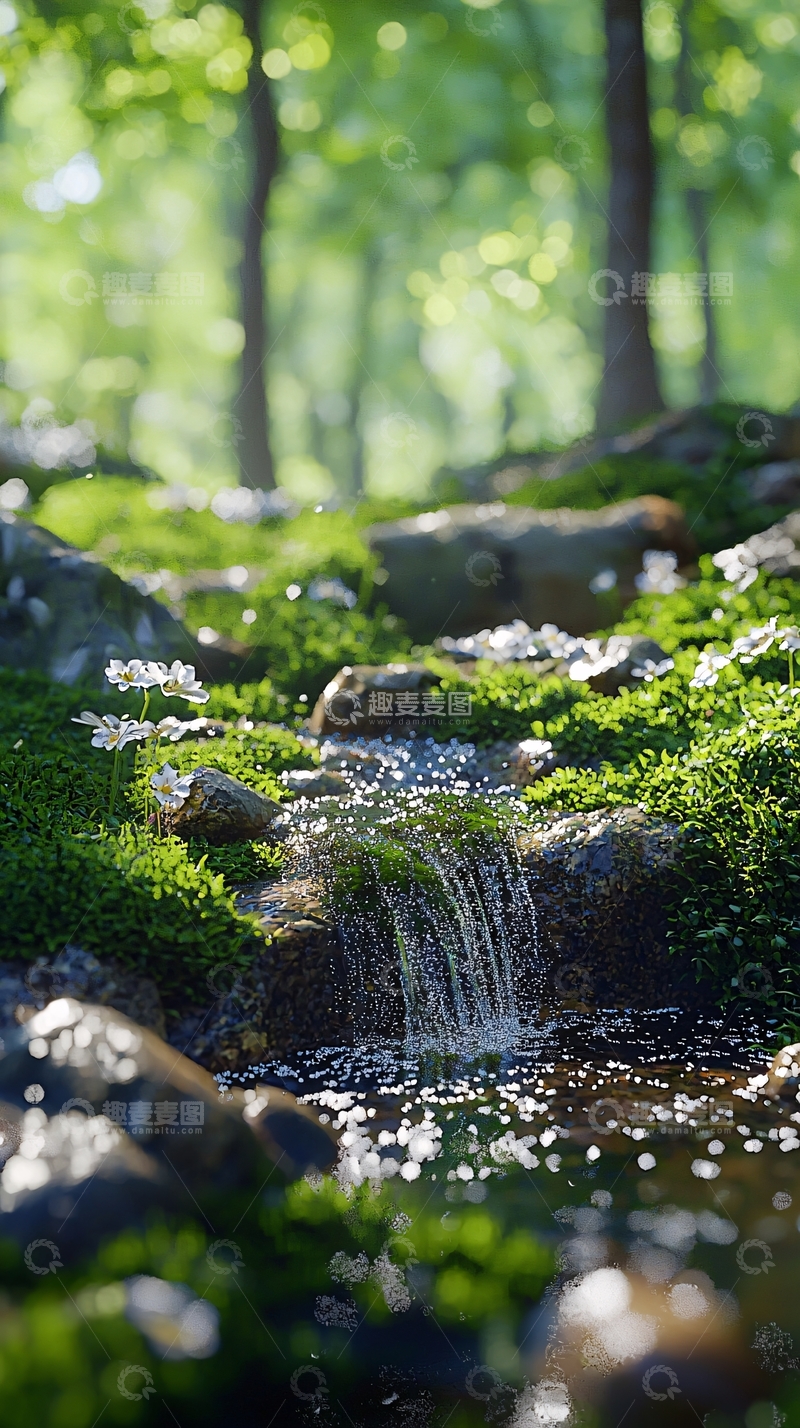高清大图下载【趣麦麦图】森林小溪流水