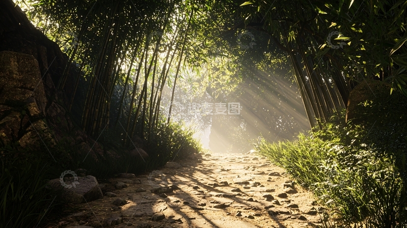高清大图下载【趣麦麦图】竹林小路