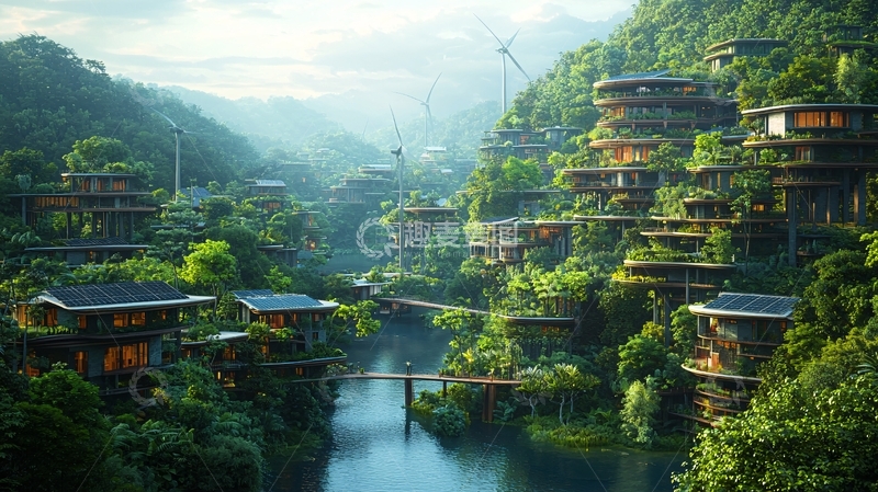 高清大图下载【趣麦麦图】森林中的生态住宅