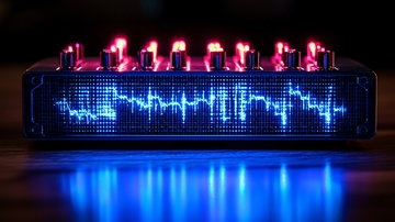 音响设备上的蓝色波形图