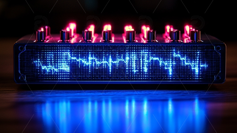 高清大图下载【趣麦麦图】音响设备上的蓝色波形图