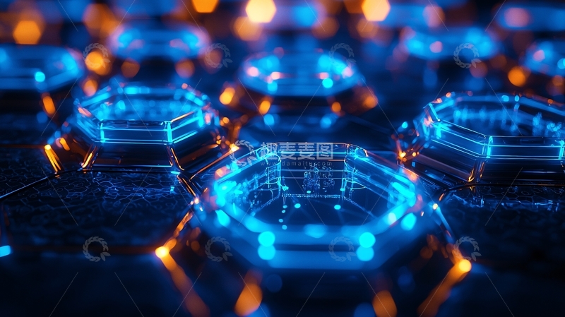 高清大图下载【趣麦麦图】科技感十足的蓝色蜂巢