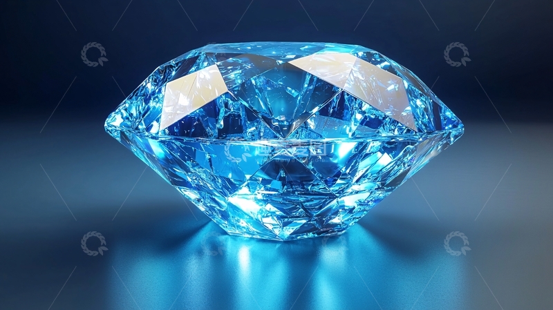 高清大图下载【趣麦麦图】蓝色闪耀的切割钻石