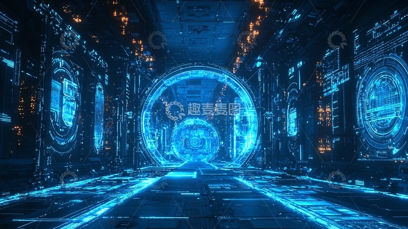 高清大图下载【趣麦麦图】科技感蓝色传送门