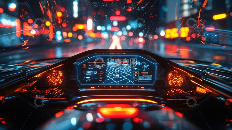 高清大图下载【趣麦麦图】未来汽车驾驶舱夜景