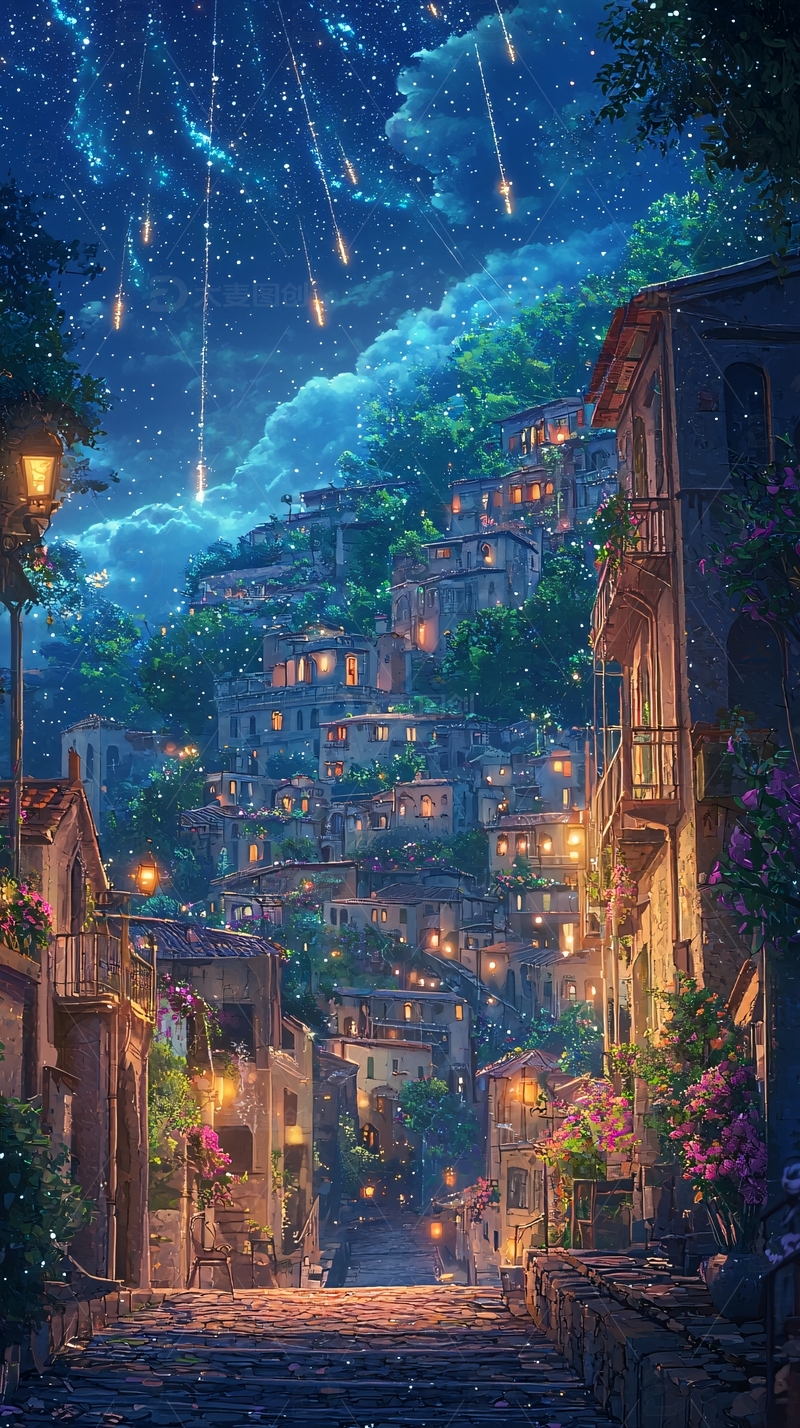 高清大图下载【趣麦麦图】星空小镇