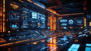 未来科技感控制室