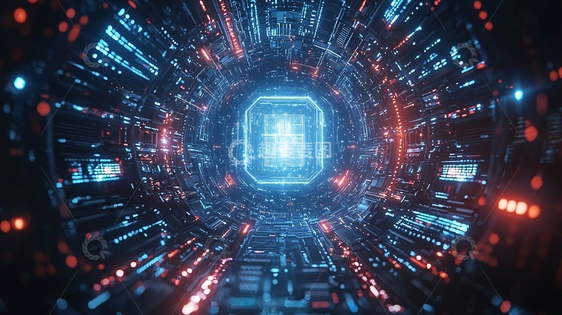 高清大图下载【趣麦麦图】科技感未来隧道中心发光