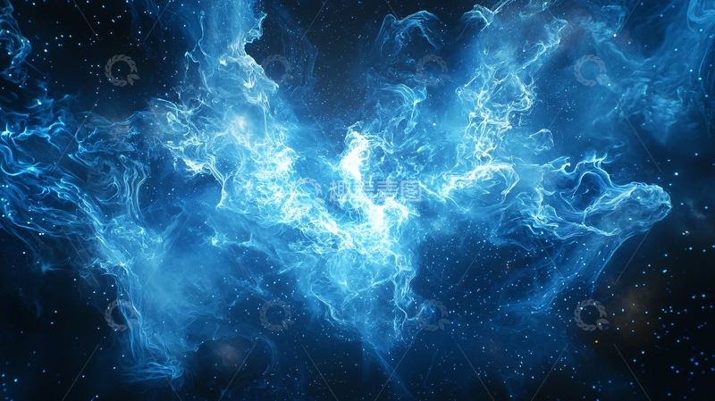 高清大图下载【趣麦麦图】蓝色星云宇宙背景