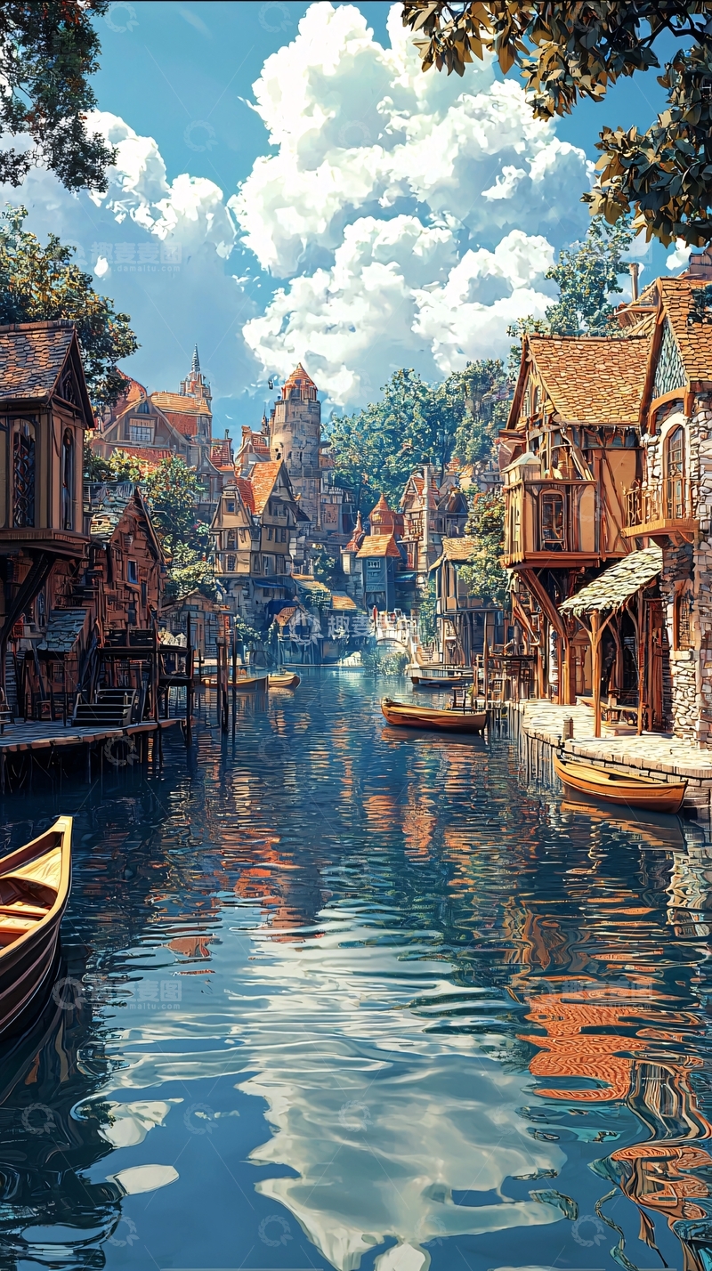 高清大图下载【趣麦麦图】阳光下的童话小镇