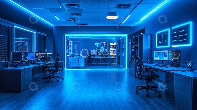 高清大图下载【趣麦麦图】未来感蓝色科技办公室