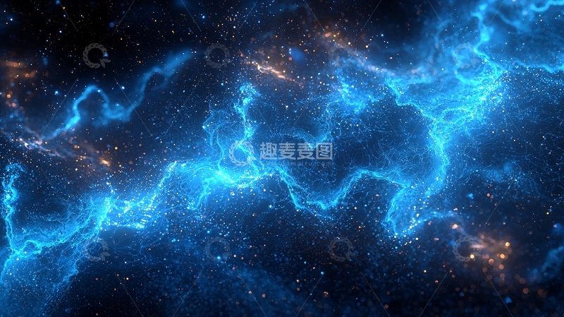 高清大图下载【趣麦麦图】蓝色闪电在宇宙中穿梭