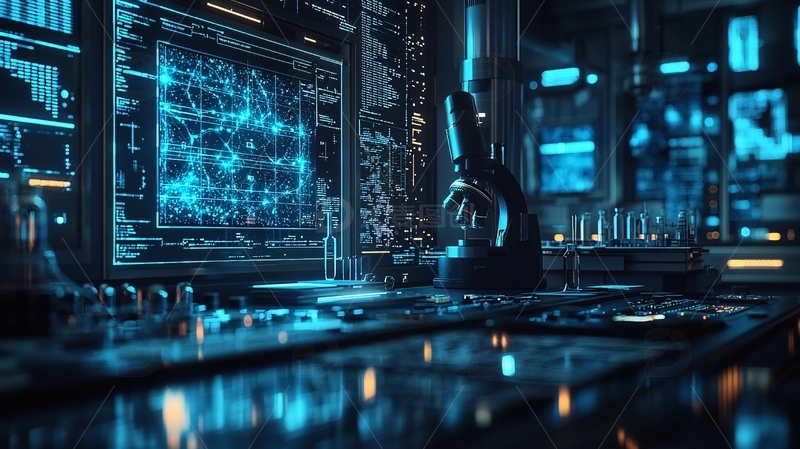 高清大图下载【趣麦麦图】未来实验室里的蓝色科技