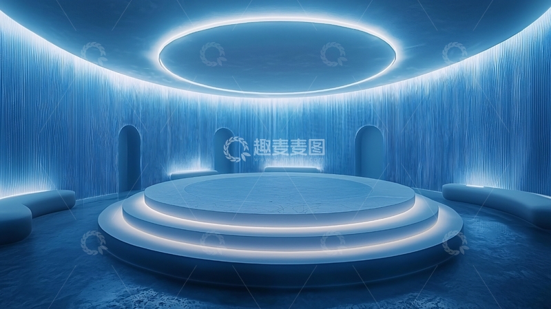 高清大图下载【趣麦麦图】蓝色未来感圆形房间
